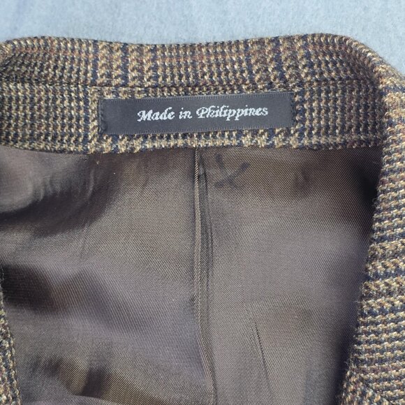 Lauren Ralph Lauren Sport Coat Blazer Mens 40R Brown Tweed Plaid Wool Classic - Picture 6 of 15